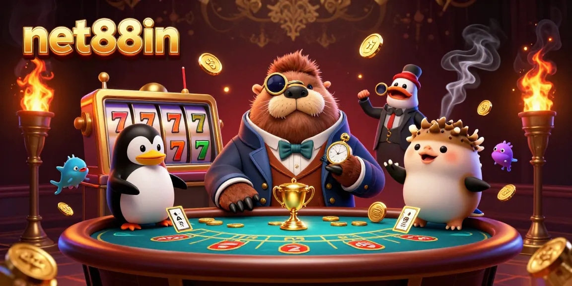 Experience thrilling gameplay at net88in with our jolly walrus and talented dealer at the poker table.