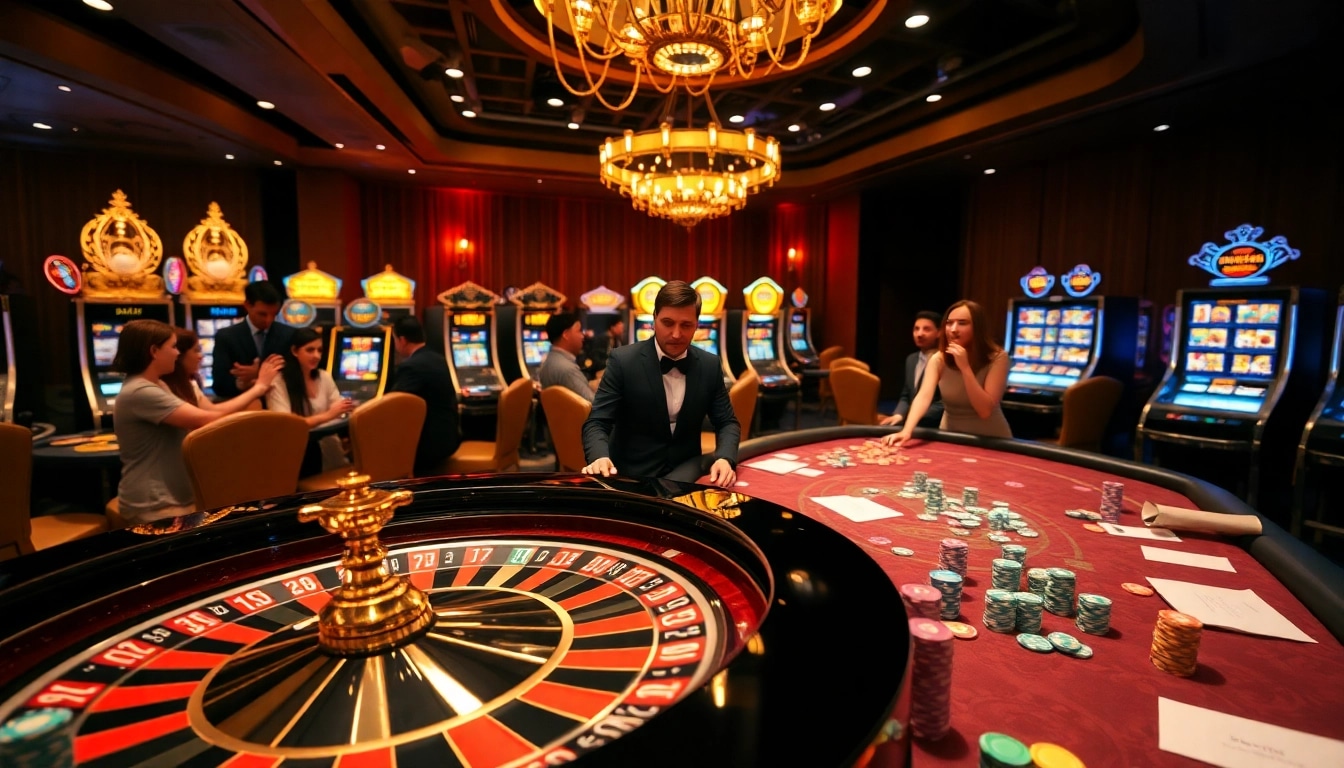 Experience the thrill of gambling at https://33win.place/ with an exciting casino scene featuring roulette and poker.