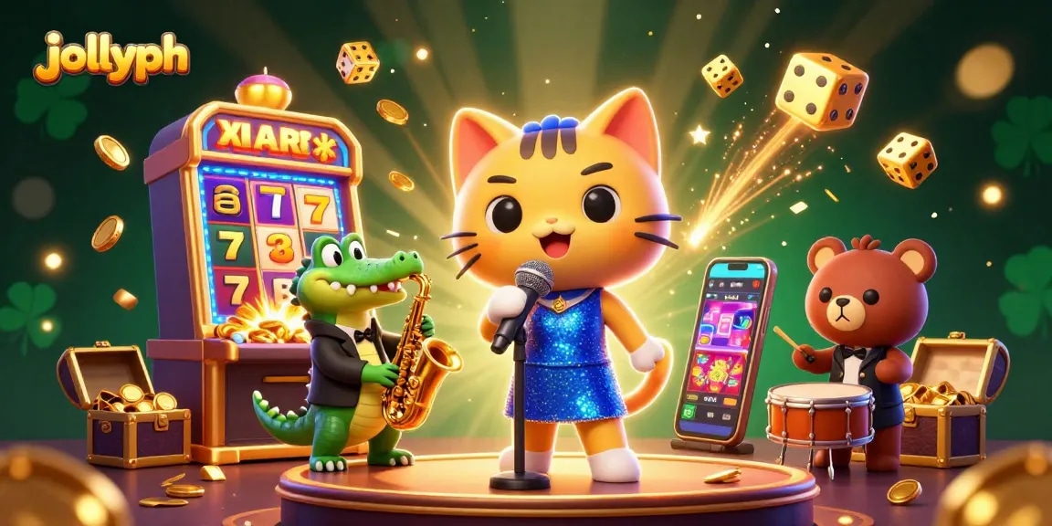 Experience thrilling jackpots with jollyph at a vibrant casino featuring animated characters.