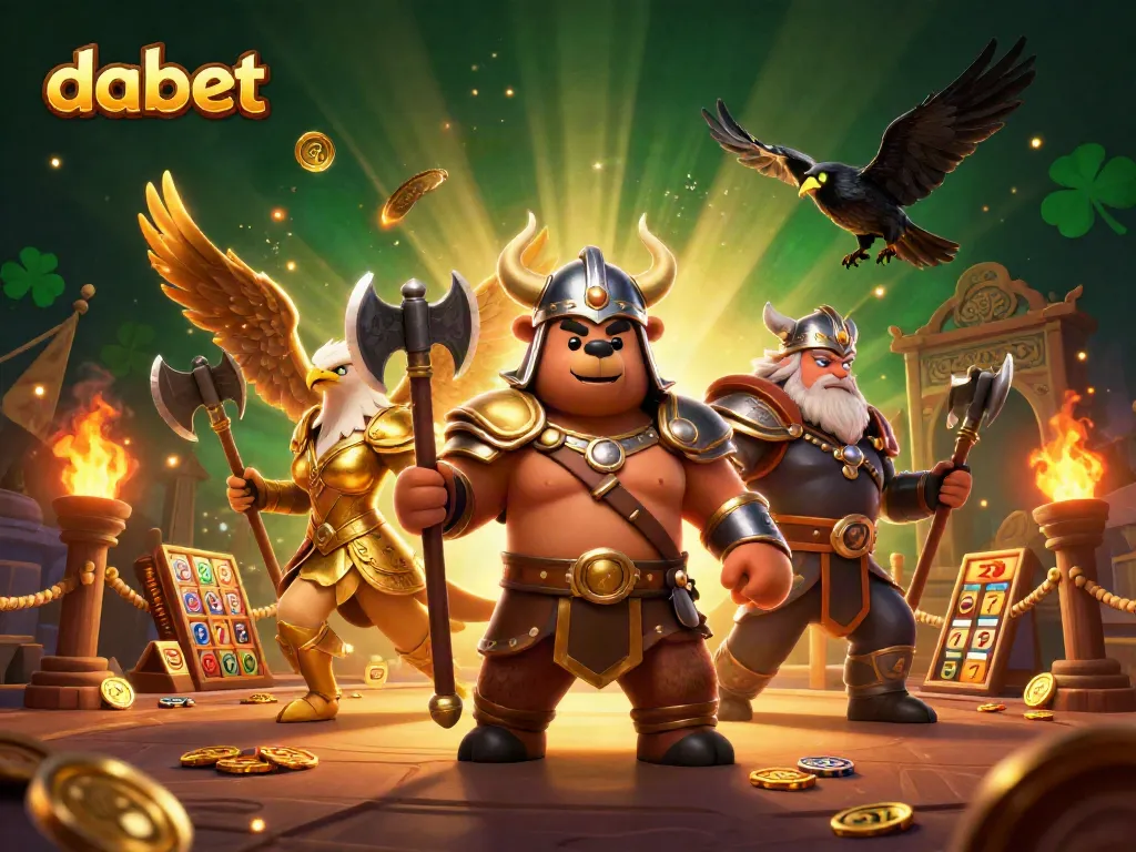 Engage with dabet in this dynamic 3D illustration showcasing thrilling slots and fierce characters.