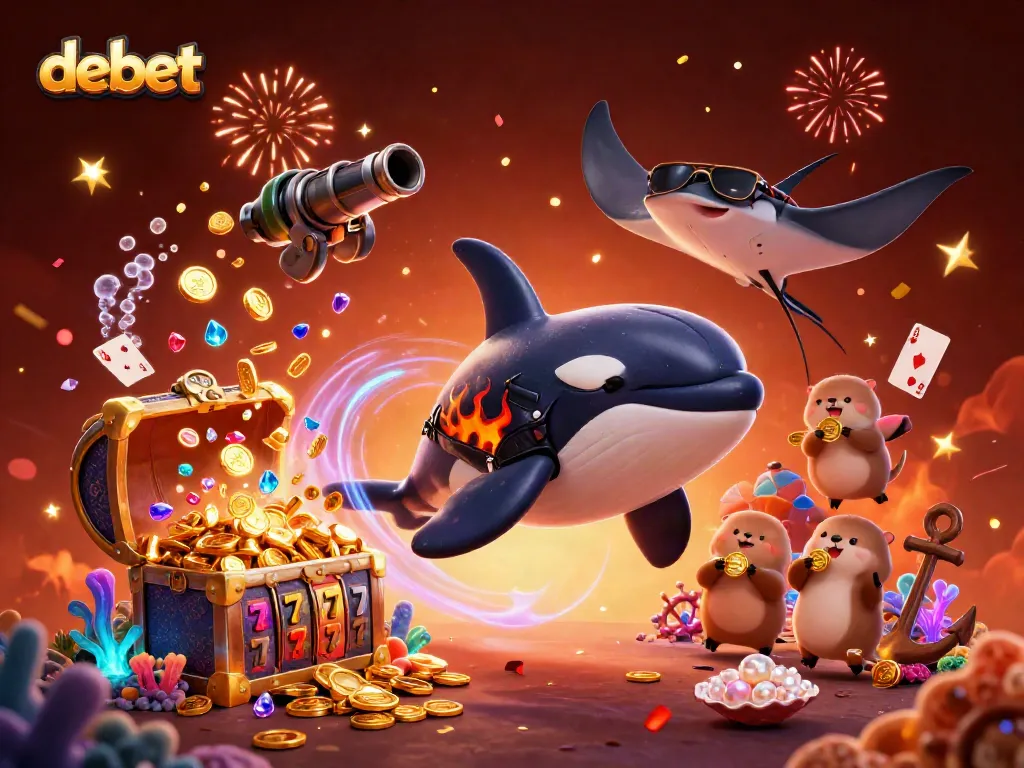 Engage in thrilling gameplay with Debet featuring colorful characters and dynamic casino elements.
