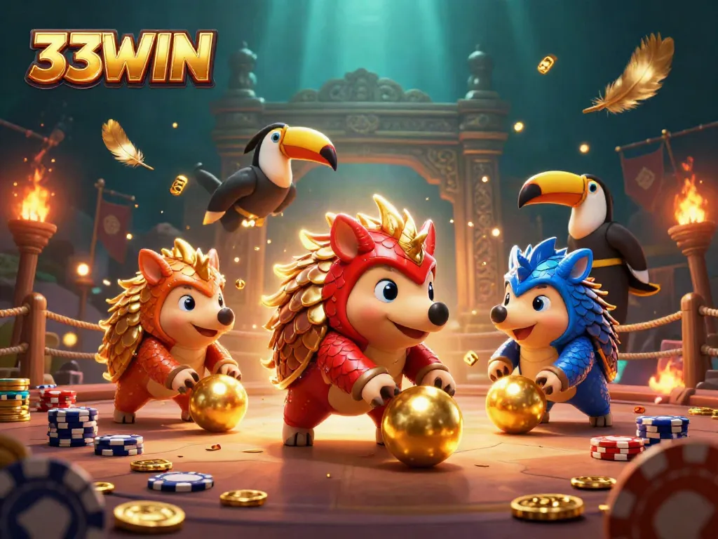 Trải nghiệm 33WIN tuyệt vời với các pangolins trong trang phục đánh bạc đầy màu sắc.
