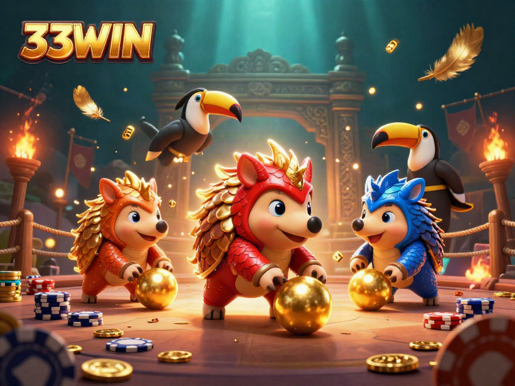 Trải nghiệm 33WIN tuyệt vời với các pangolins trong trang phục đánh bạc đầy màu sắc.