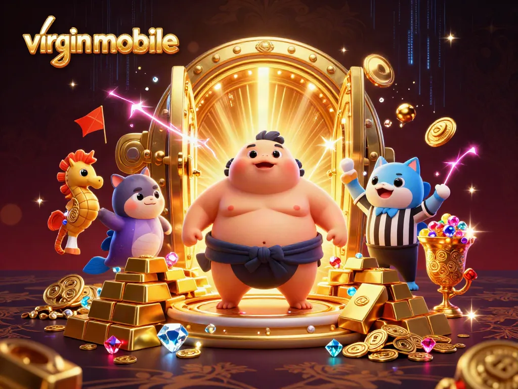 Engage with the vibrant virgin-mobile underwater scene filled with casino treasures and energetic characters.