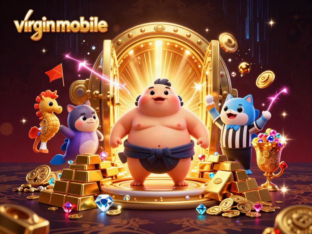 Engage with the vibrant virgin-mobile underwater scene filled with casino treasures and energetic characters.