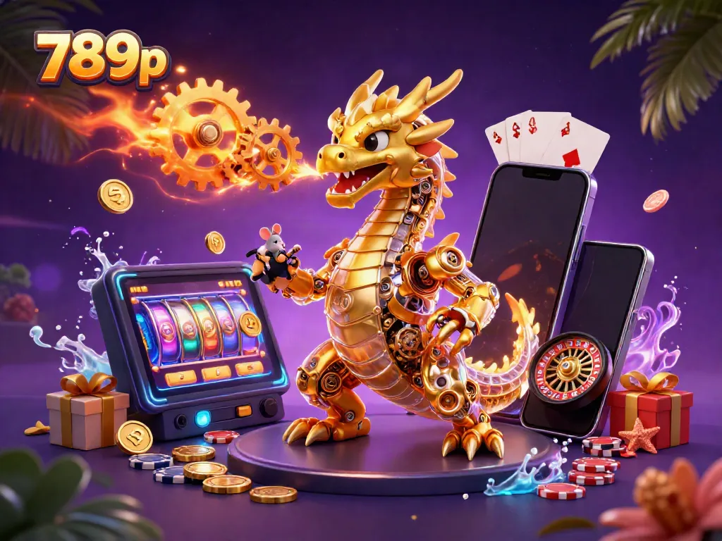 Experience thrilling gameplay with the vibrant 789p casino scene featuring a dynamic golden dragon and interactive game elements.