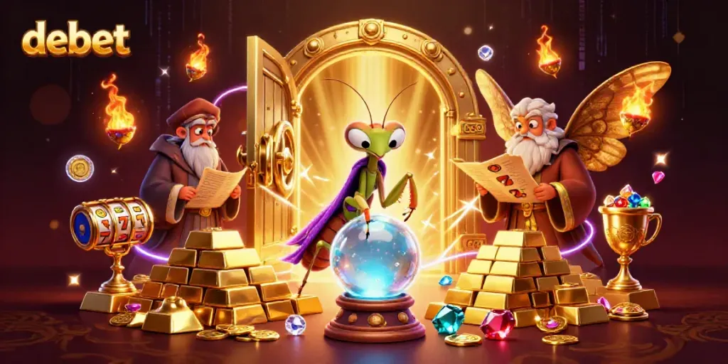 Experience the allure of debet with a vibrant illustration of fortune and fortune tellers in a dazzling casino.