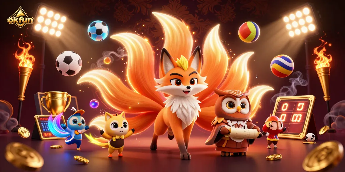 Engage in thrilling gaming at okfun with vibrant 3D characters and dynamic sports betting elements.