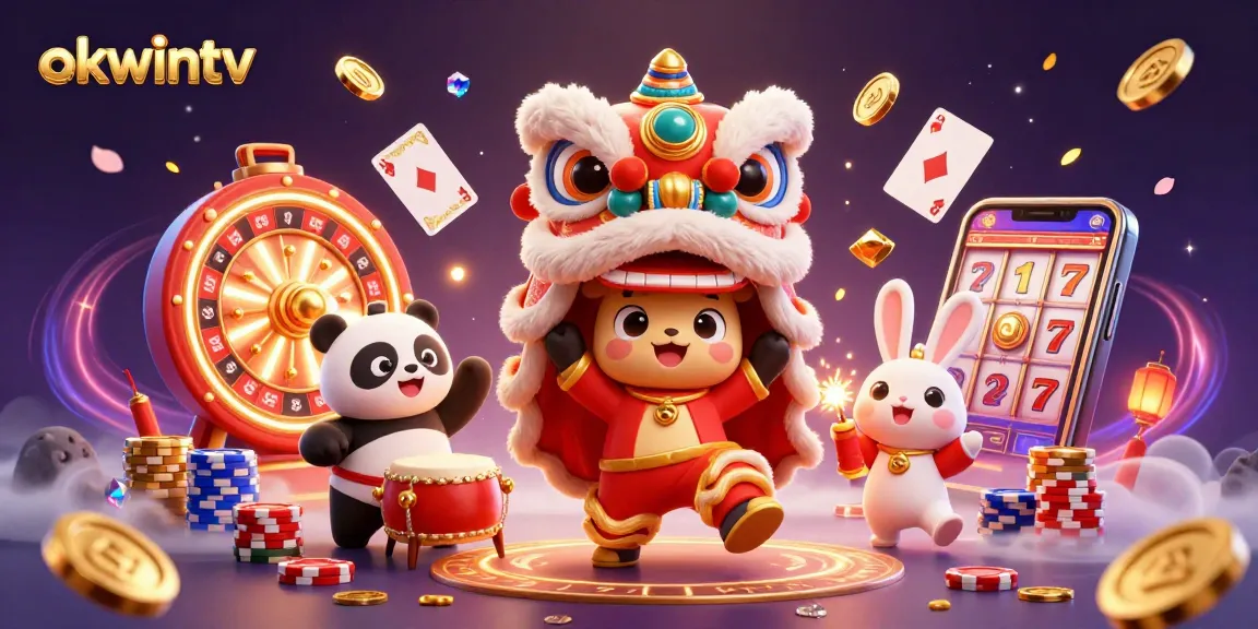 Experience interactive gaming excitement with okwintv, featuring vibrant casino-themed elements.
