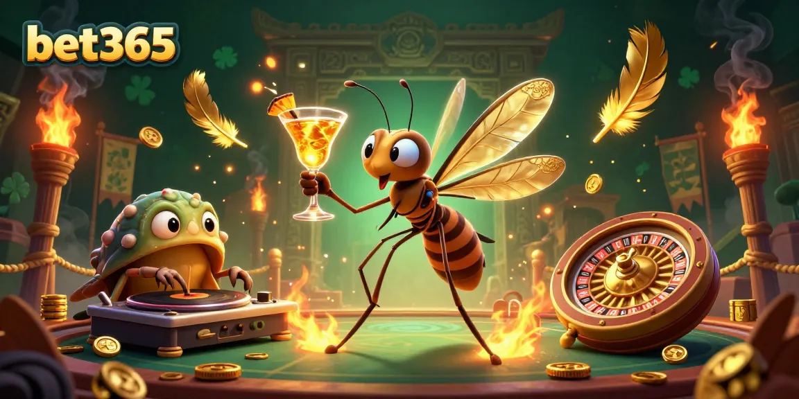 Experience excitement with bet365 as a frozen mosquito mascot alongside a trilobite DJ.