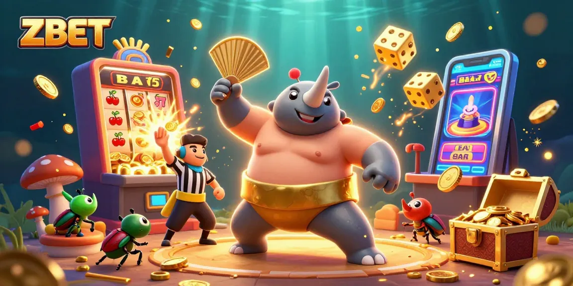 ZBET rewards players with rich casino experiences featuring a powerful beetle champion amidst dynamic gaming elements.