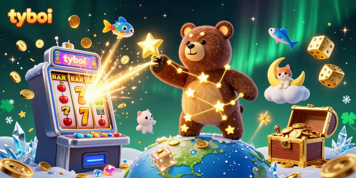 Experience winning moments at TYBOI with a vibrant 3D casino scene featuring a jackpot explosion.