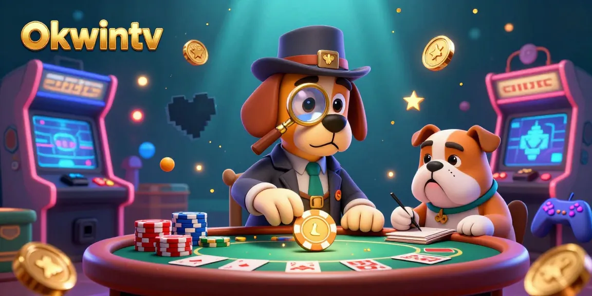 Engage with okwintv as a detective explores poker clues in a vibrant casino setting.