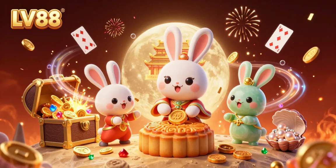 LV88 game experience enhanced with vibrant moon rabbit and dynamic casino elements.