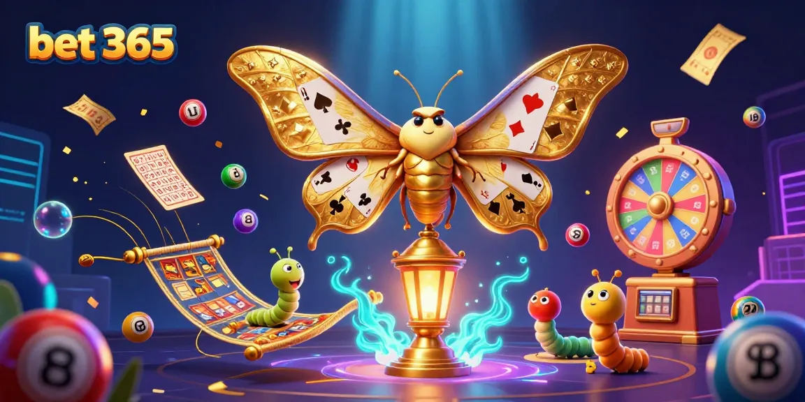 Experience thrilling moments with bet 365 in a vibrant 3D casino scene featuring colorful lottery balls and luminous effects.
