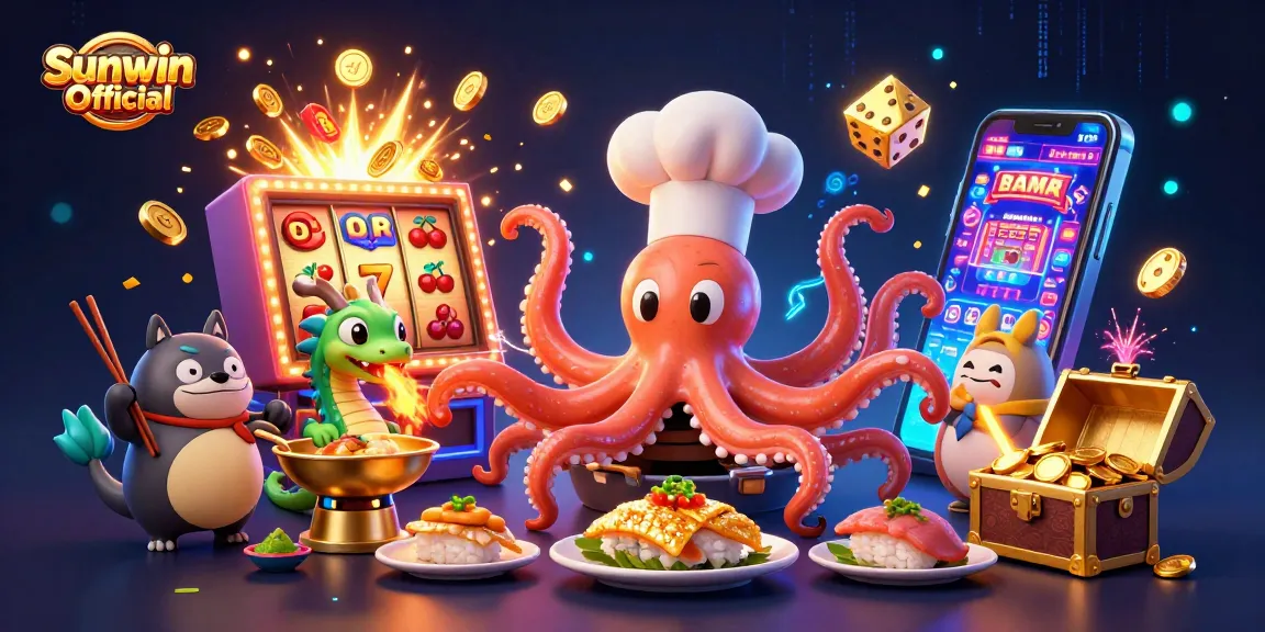 Experience Sunwin Official's vibrant casino realm with a mesmerizing jackpot explosion and enchanting characters.