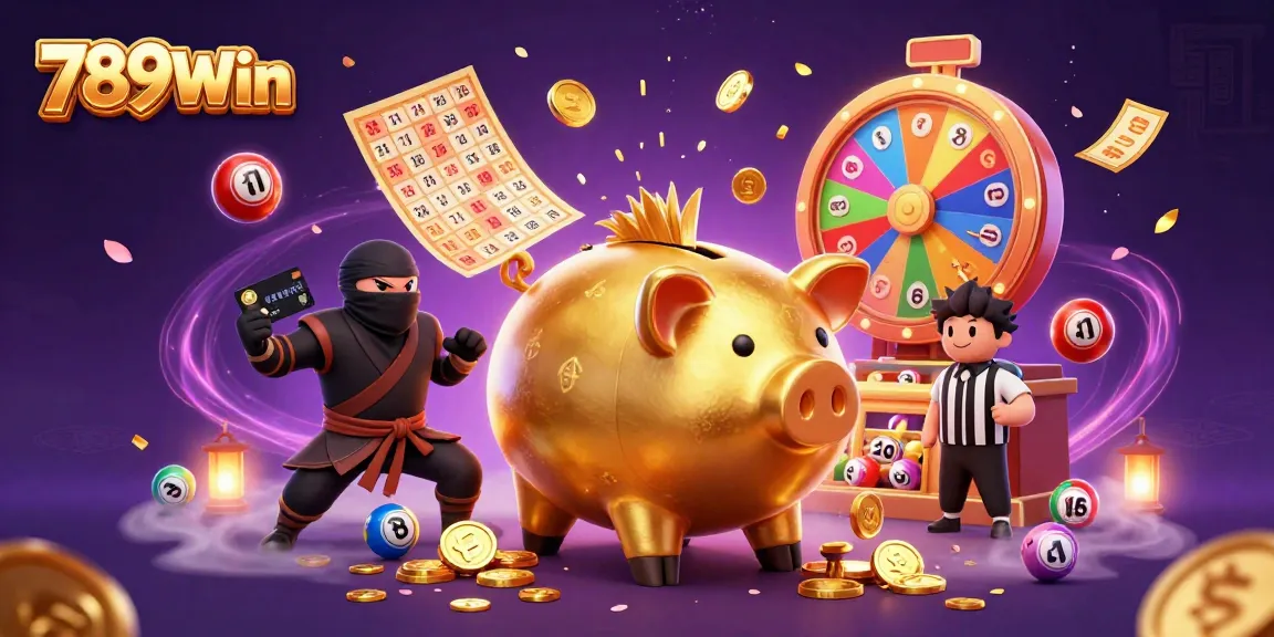 Experience the thrill of winning with 789Win's dynamic casino scene featuring a golden piggy bank sumo wrestler.